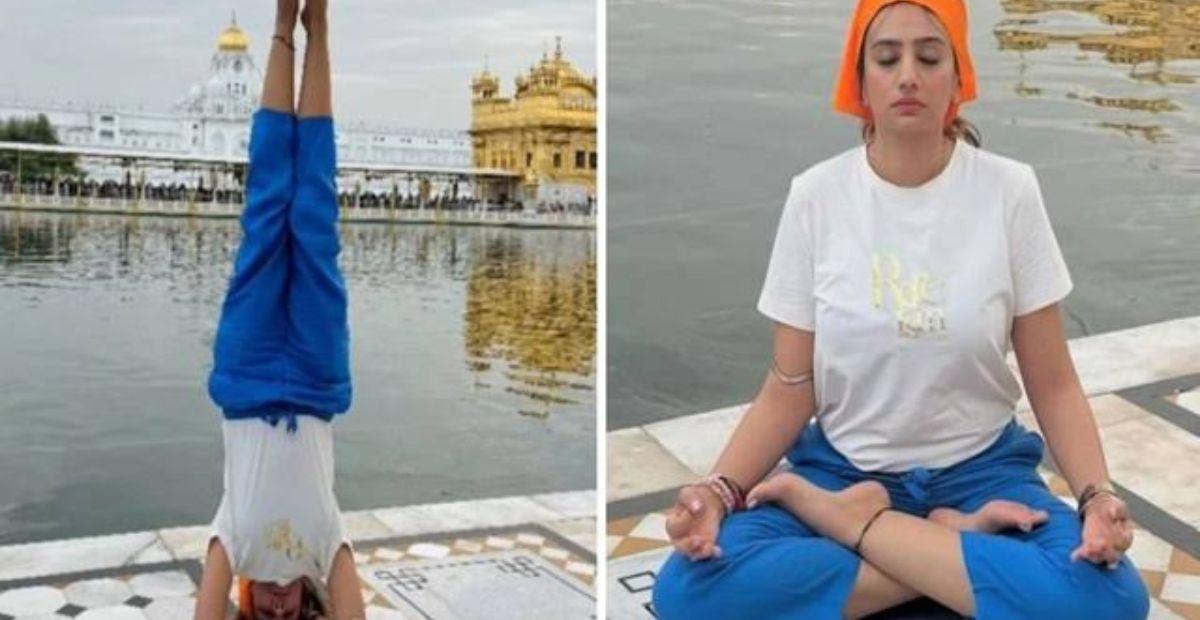 Doing yoga in the Golden Temple